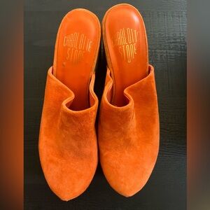 Charlotte Stone Vibrant Orange Suede Mules